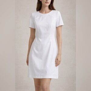 Banana Republic White Twist Neck Sheath Dress Tailored Career Chic - Size 0